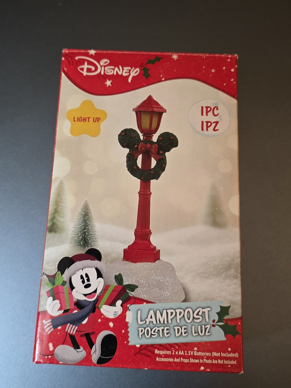 Disney Mickey Mouse Christmas Village lamppost(4.5") set of two Lights Up NIB